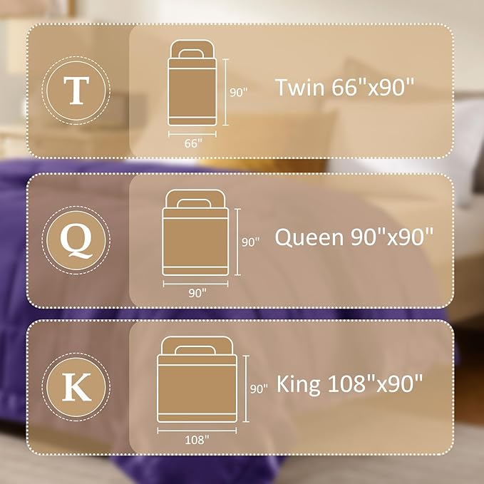 downluxe King Size Blanket with Satin Trim, Lightweight Down Alternative King Blanket for All Season, Machine Washable (Purple, 108 x 90 Inch)