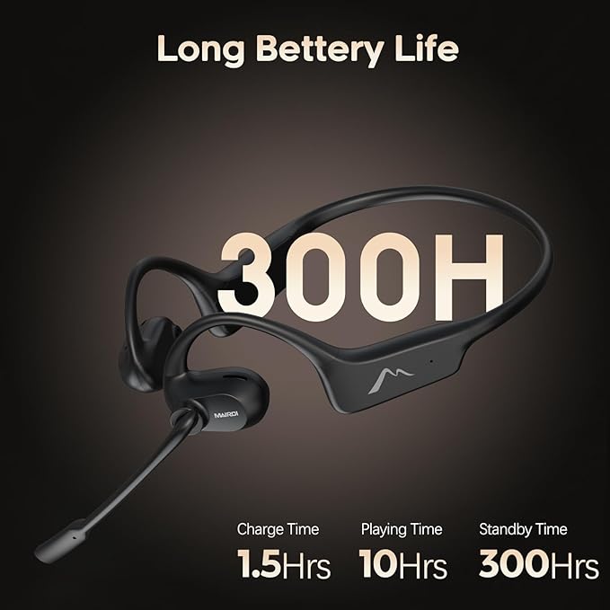 MAIRDI Open Ear Headphones with Mic, Bluetooth 5.3 Headset with AI Noise Canceling Microphone, Comfort Air Conduction Headphones Wireless Headset Earphone for Office Work Call Meeting Driving Sports