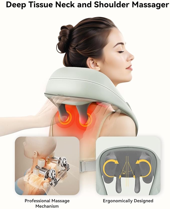 Snailax Cordless Neck Shoulder Massager with Heat, 4D Deep Tissue Kneading, Shiatsu Back Massager Pillow for Neck, Shoulder, Christmas Gifts for Men, Women