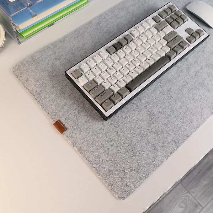 Bright Stone Felt Desk Mat,Non-Slip Mouse Pad, 35.4"x11.8" Office Supplies Desk Protector, Desk Accessories for Home and Office (Light Gray)