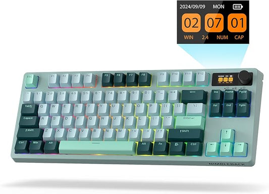 LTC Nimbleback NB841 PRO 75% Wireless Mechanical Keyboard w/Display Screen & Knob, 2.4G/ BT/USB-C Wired RGB 84 Keys Gaming Keyboard, 3-Layer Dampener, Hot Swap PCB, Software Support, Linear Switch