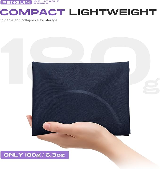 Press-to-Inflate Lumbar Support Pillow for Airplane, Car, Office Chair & Travel, Ergonomic Inflatable Back Cushion for Lower Back Pain Relief, Improve Posture & Portable Comfort, Easy to Carry - Blue