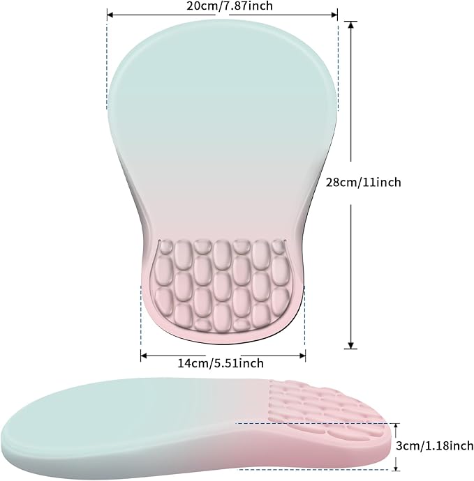 Ergonomic Mouse Pad with Wrist Rest Support, Mousepad with Comfortable Memory Foam Wrist Rest and Non-Slip PU Base for Pain Relief, Computer, Laptop, Office, Home (Blue and Pink Contrast)