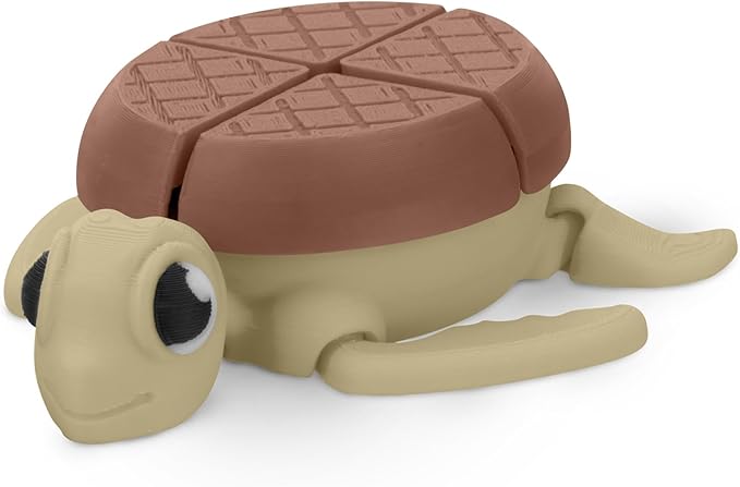 Distractible Turtle Fidget Toy, Articulating Design with Shell Clickers, Pocket-Sized & Durable, Sensory, Stress Relief, ADHD, Autism & Stim (Beige-Brown)