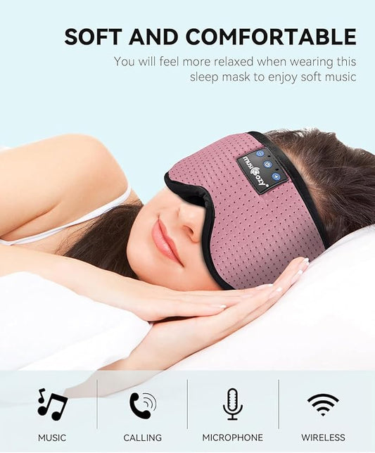 MUSICOZY Sleep Headphones Bluetooth Sleep Eye Mask for Sleeping, Headband Wireless Sleeping Masks Headphones, Earbuds for Side Sleepers Men Women with Speakers Cool Tech Gadgets