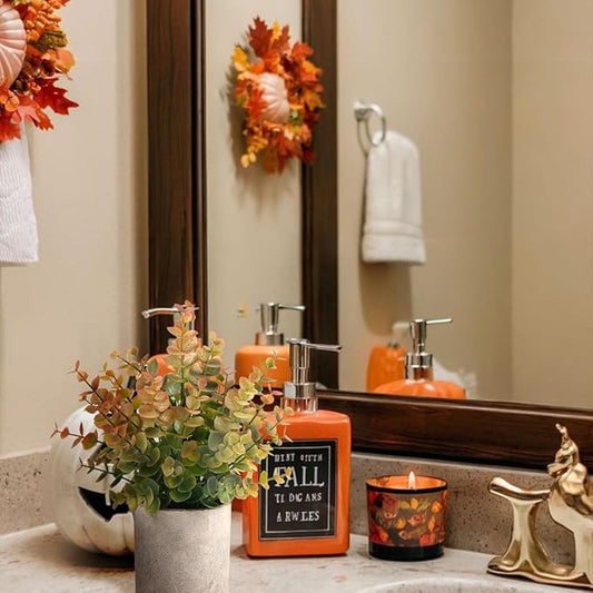 2 Pack Small Fake Plants Fall Eucalyptus Potted Artificial Plants for Home Shelf Office Bathroom Desk Farmhouse Room Coffee Table Decor Fall Decor(Yellow)