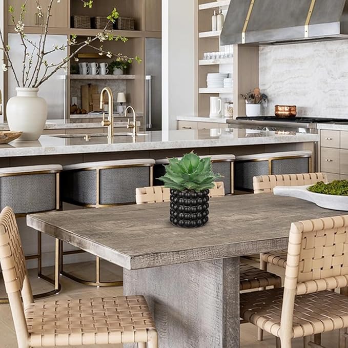 Briful Succulents Plants Artificial for Home Decor, Realistic Potted Fake Agave Plant, Bubbled Plant Pot, Cute Agave Ovatifolia Faux Plant, Shelf Tables Decor, Modern Farmhouse Home Decorations