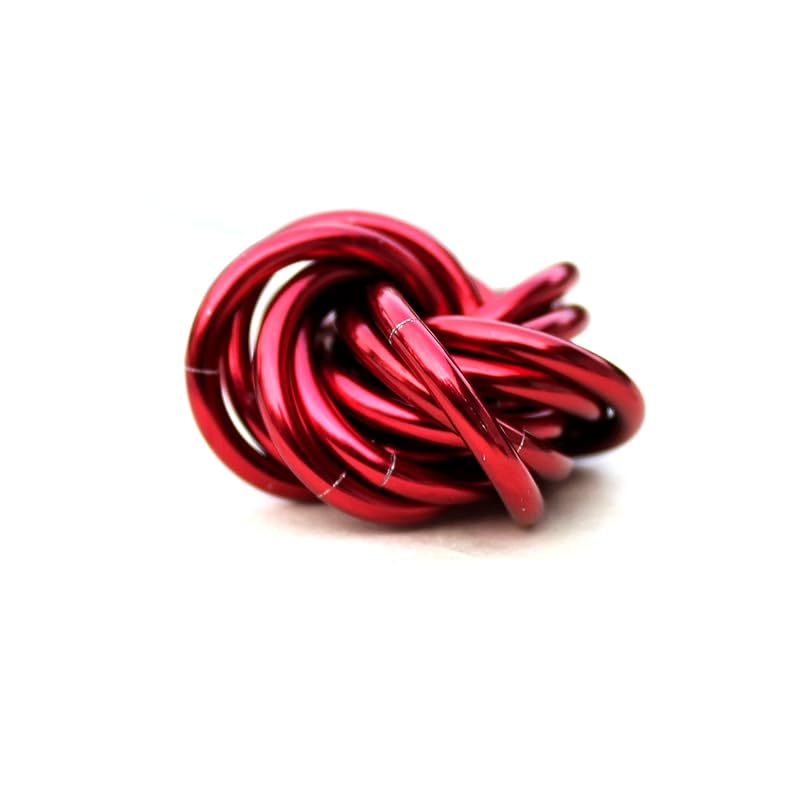 Möbii Fidget Ball (Solid Color): Quiet Mobius ADHD Anxiety Stim Stress Relief Toy Tool for Home Travel Office or Desk (Small, Full, Ruby)