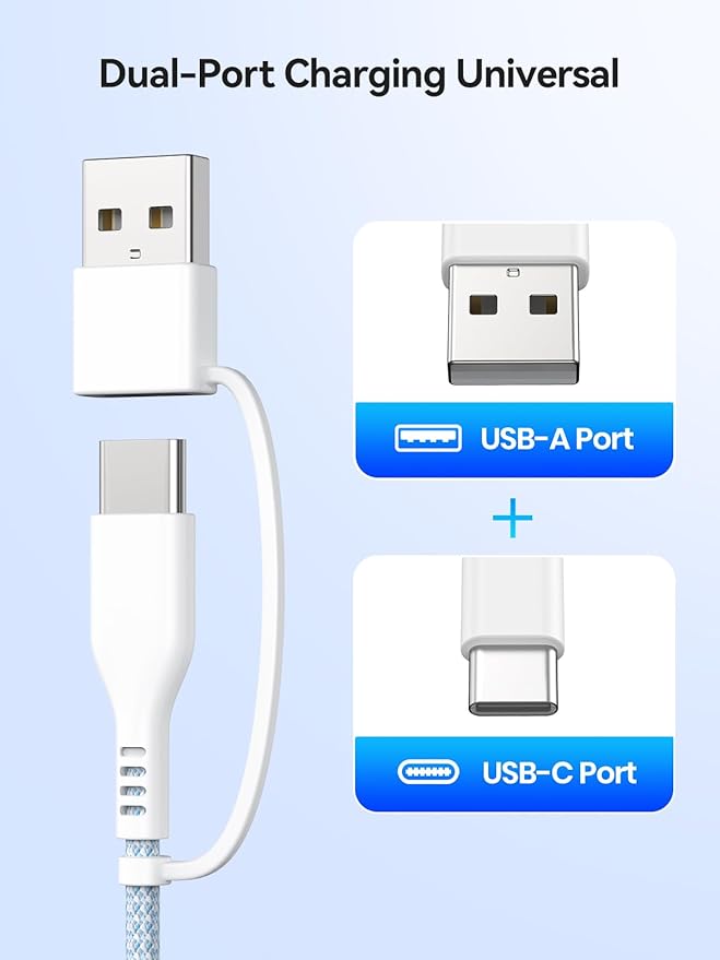 LVFAN Fast Charging USB C & USB A iWatch Charger Cable, Detachable Wireless Travel Charger for Apple Watch Series 10 9 8 7 6 5 4 3 SE Ultra 2, Nylon Braided Cord