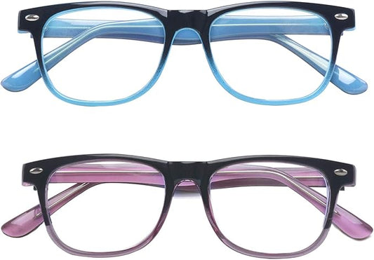 ALWAYSUV Blue Light Glasses For Kids Computer Gaming Blocking Glasses Anti-Radiation UV 400 Protection Eyewear 3-12 Age (Blue+Purple)