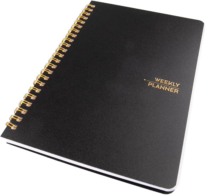 Craft County Weekly Planner – Undated Spiral Bound Planner Covering 52 Weeks – Keep Track of All Your Projects – Black