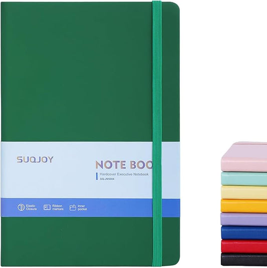 Lined Journal Notebooks, 4 Pack 160 Pages, 5.5x 8.2-Inch Journals for Women Men, Hardcover Notebook with 100 gsm Thick Paper, A5 Size College Ruled Notebook for Writing/Travel/Work (Green, 1 Pack)