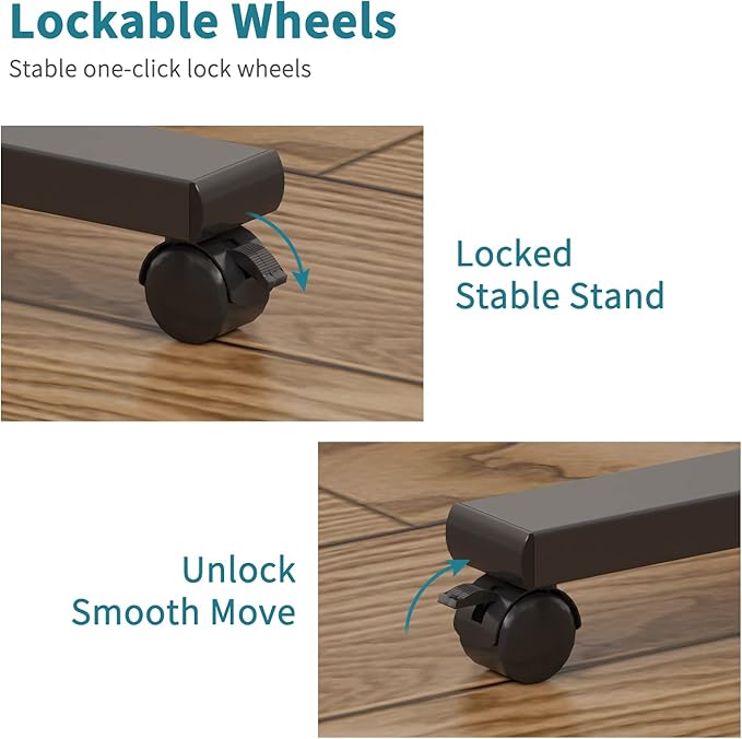 Laptop Table Mobile Adjustable Height Portable Desk Notebook Swivel PC Computer Rolling Desk with Wheels, Laptop Stand for Couch Bedside Hospital Bed Table