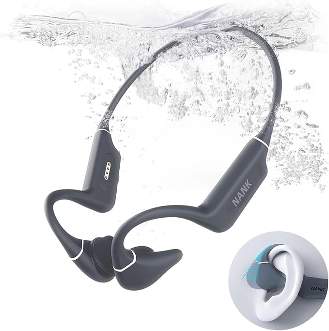 NANK Runner Diver2 Pro Swimming Headphones, IP69 Waterproof Bone Conduction Headphones Built-in Mic, Wireless Bluetooth 5.4 32GB Memory Underwater Swimming Earbuds for Surfing Cycling Sports