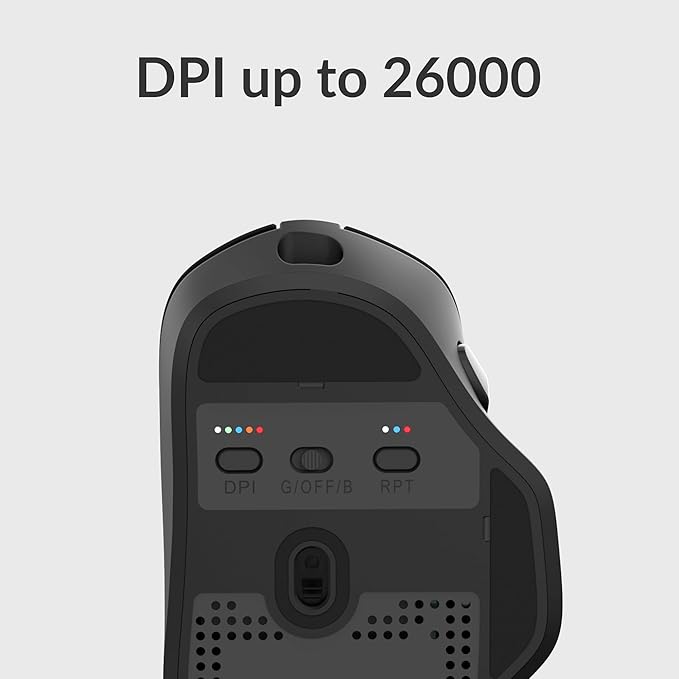 Keychron M7 Wireless Computer Mouse, 26K DPI Optical Computer Mouse, 2.4 GHz/Bluetooth/Wired with Macro Button 63g Lightweight Ergonomic, Up to 70 Hours Worktime for Laptop macOS/Windows - Black