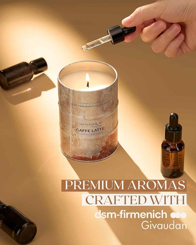 M&SENSE Caffe Latte Scented Candles Natural Non Toxic, Aromatherapy Candle for Stress Relief Meditation Relaxing, Housewarming Gifts for Women Men, 11.3oz 70 Hour Long Burning