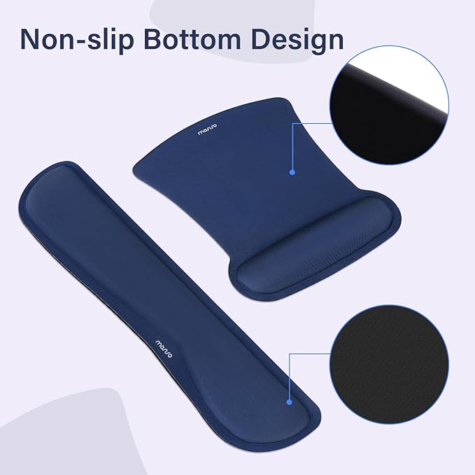 MOSISO Keyboard Mouse Pad Set, Large Gaming Mousepad&Keyboard Wrist Rest&Mouse Wrist Rest&Coaster, Ergonomic Non-Slip Mousepad&Easy Typing Cushion with Memory Foam for Home Office, Navy Blue