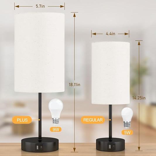 AKASUKI 18Inch Table Lamp with Dual Charging Station, 3 Way Dimmable Touch Lamp for Bedroom, Living Room, Office(LED Bulb Included)