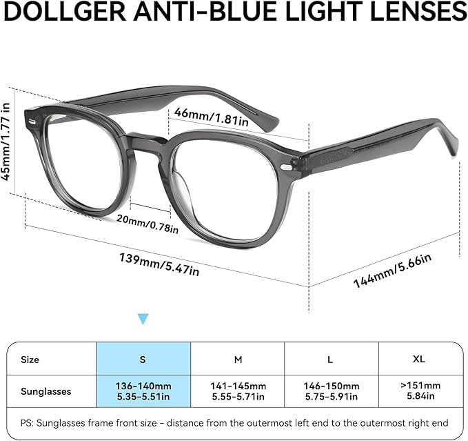 Dollger Blue Light Blocking Glasses For Woman Men Thick Frame Round Non-Prescription, pertain Computer Gaming，TV，Work