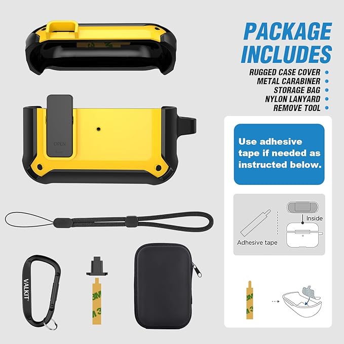 Valkit Armor Series Full-Body Shockproof Protective Case Cover for AirPods Pro 2nd/1st Generation Charging Case with Carabiner Keychain, LED Indicator, and Accessory Pouch
