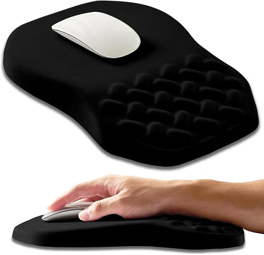 Ergonomic Slope Mouse Pad Wrist Support, Wrist Rest Mousepad for Carpal Tunnel Pain Relief with Massage Bulge and Slow Rebound Memory Foam (12x8 inch, Black)