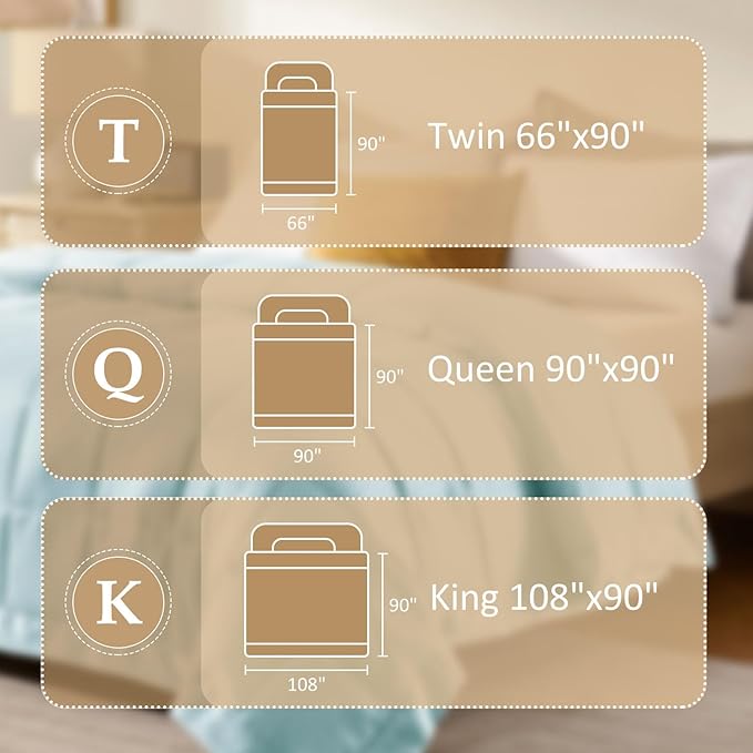 downluxe Queen Size Blanket with Satin Trim, Lightweight Down Alternative Blankets Queen Size for All Season, Machine Washable (Cool Blue, 90x90 Inch)