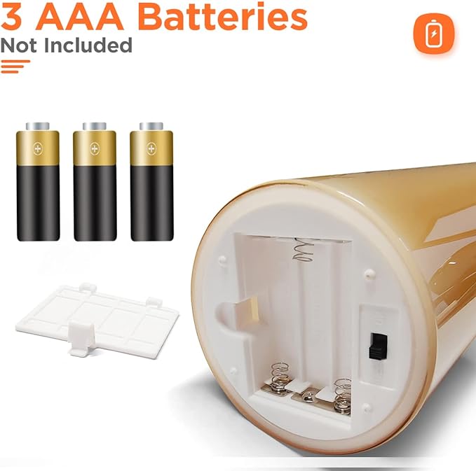 Glass Battery Operated LED Flameless Candles with Remote and Timer, Real Wax Candles Warm Color Flickering Light for Festival Wedding Home Party Decor(Pack of 3)-Gold