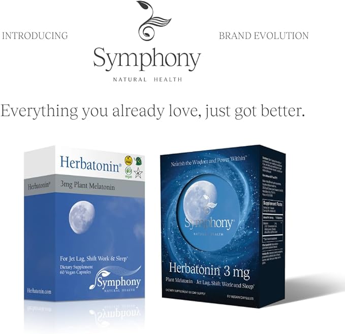 Herbatonin 3mg - The Only Natural Plant Melatonin Natural Sleep Cycle, Body Clock And Circadian Rhythm Support For Jet Lag, 60 Vegan Capsules (60 Day Supply)