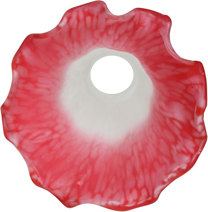 Bieye LS06S Lily Flower Blown Glass Lampshade (White Red, Opening I.D. 0.87" x O.D. 1")