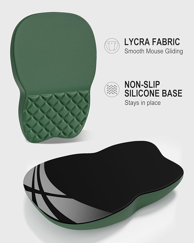 Auhoahsil Ergonomic Mouse Pad with Wrist Rest, Comfortable Slope Computer Mouse Mat with Wrist Support, Memory Foam Filling, Non-Slip Silicone Base, Pain Relief, for Gaming & Work, 8 x 12 in, Teal