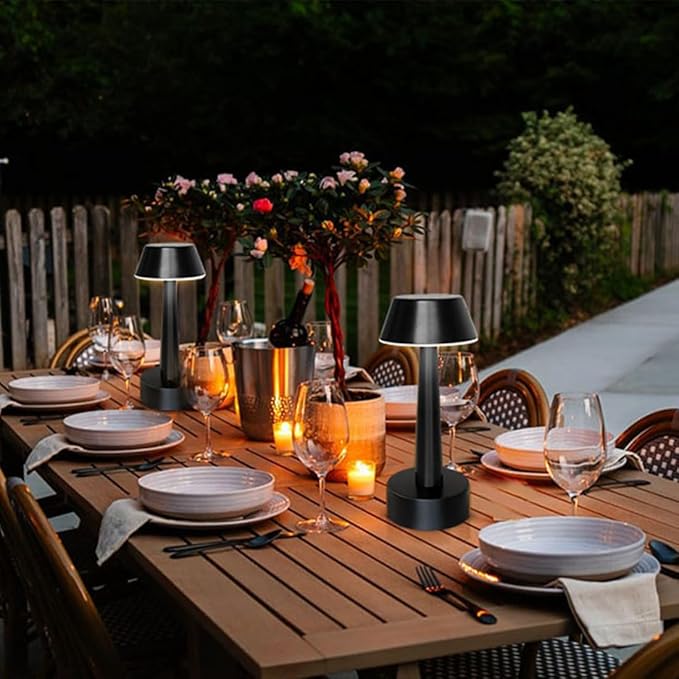 Egobasic Rechargeable Cordless Small Table Lamp Portable Battery Operated Touch 3 Way Dimmable Metal Bedside Night Light Lamps for Bedroom, Dining Room Patio Restaurant Bar Hotel (Black)