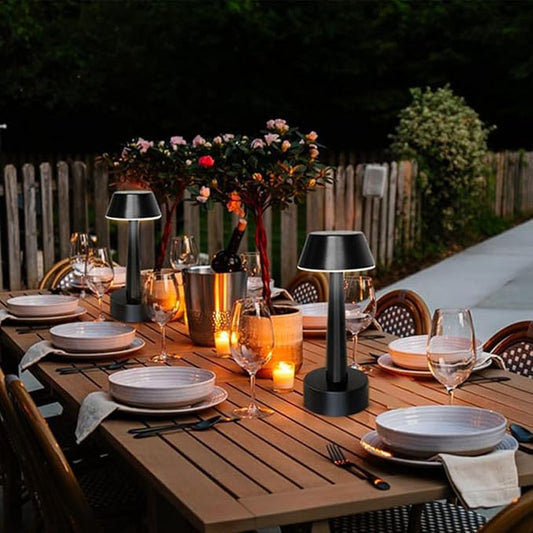 Egobasic Rechargeable Cordless Small Table Lamp Portable Battery Operated Touch 3 Way Dimmable Metal Bedside Night Light Lamps for Bedroom, Dining Room Patio Restaurant Bar Hotel (Black)