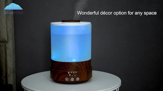 BlueHills Premium 2500 ML XL Essential Oil Diffusers - 30 Hr Run Aromatherapy Diffuser & Air Humidifier Mist for Large Room - 7 LED Colors Oil Diffuser Essential Oils for Home w/Auto Shut Off - F003