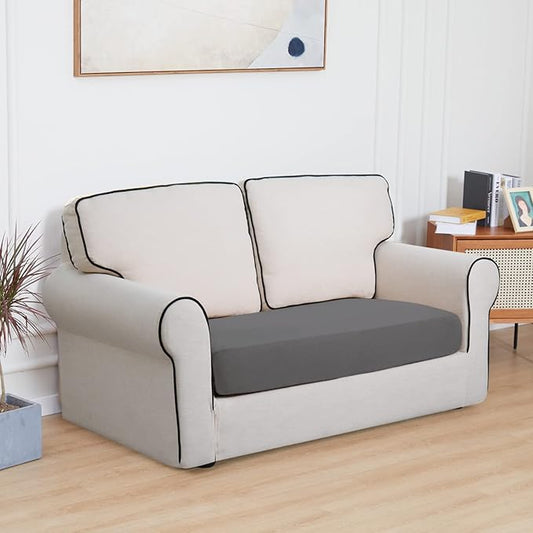 Easy-Going 100% Waterproof Loveseat Sofa Seat Cushion Slipcovers Couch Cushion Cover Stretch Furniture Protector for Kids, Pets (Loveseat Cushion, Light Gray)