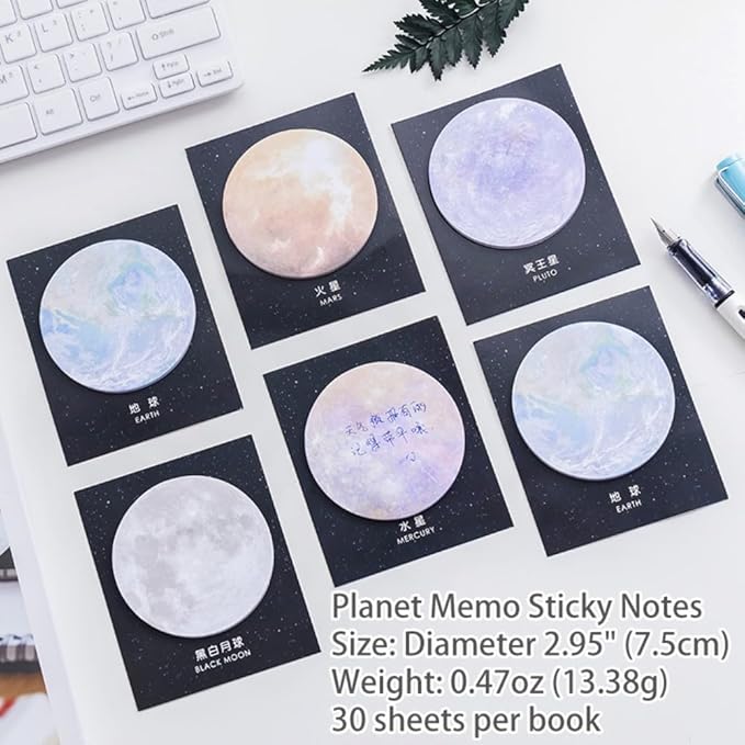 6 Pads Galaxy Celestial Reusable Funny to Do List Stick Note Set