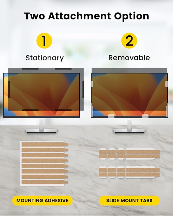 F FORITO 23.8 Inch 16:9 360°Privacy Screen Protector for Computer Monitor, Removable Eye Protection Anti Blue Light Anti Glare Computer Screen Privacy Shield for 23.8" Widescreen Monitors