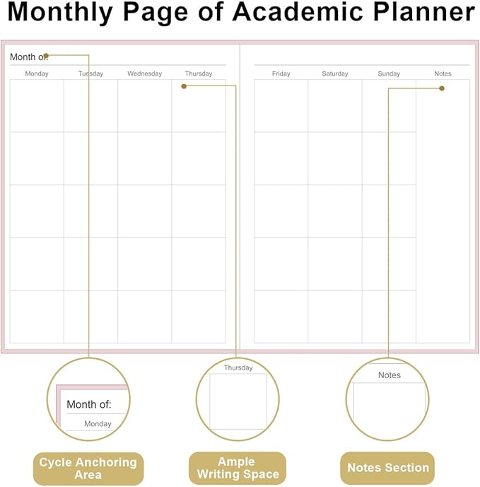 Academic Planner for 2025 2026 or Anytime – 8.5" x 11" Undated Weekly Student Planner For Homeschool, High School, College & Nursing Students, 200 Pages, Pink