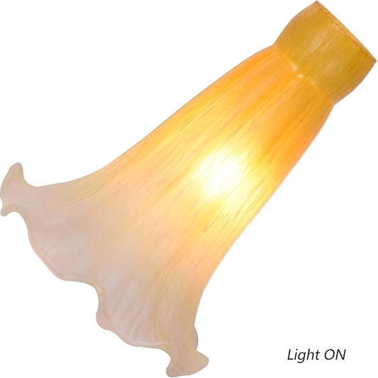 Bieye LS19S Lily Flower Blown Glass Lampshade (Yellow White, Opening I.D. 0.87" x O.D. 1")