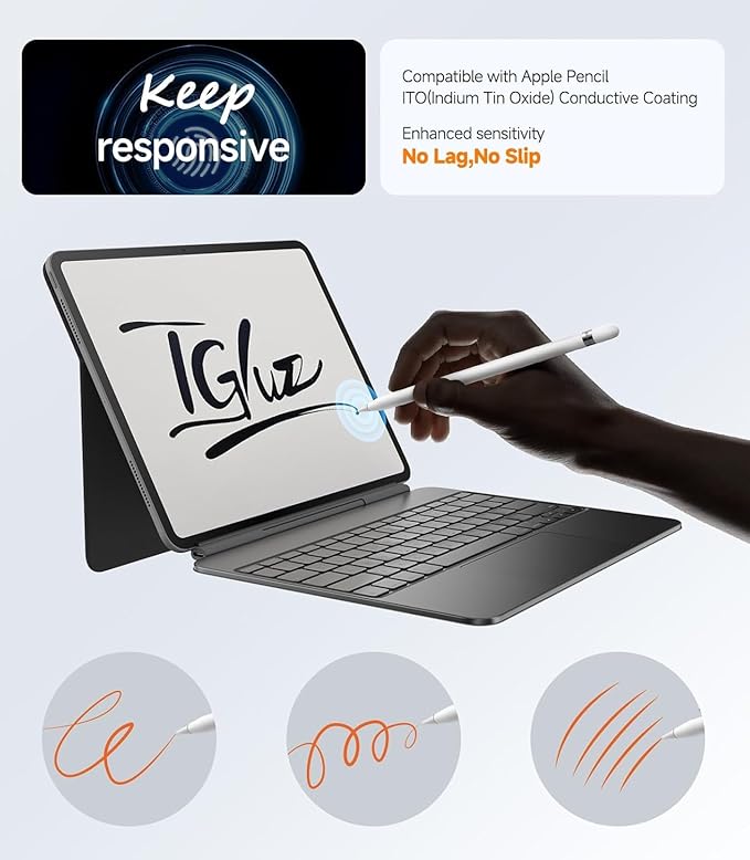 iGluz 2 Pack Screen Protector for iPad Air 13"(7th/6th Gen.) M3/M2 2025/2024 9H+ Tempered Glass Screen Protector with Easy-Install Box[12FT Military Grade Shatterproof] HD Clarity,Scratch Resistant