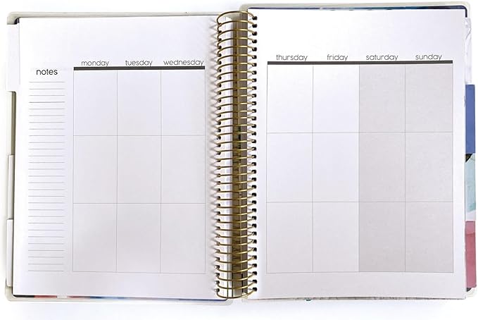 Paper House Productions 12 Month Undated 9.5" Planner with Month and Event Flag Stickers - Watercolor Flora
