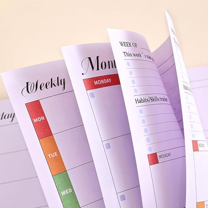 icceemee Undated Weekly Monthly Planner with Tabs, Hardcover Weekly and Monthly Calendar Planner Daily Planner with Tabs, Student Teacher School Family Planner