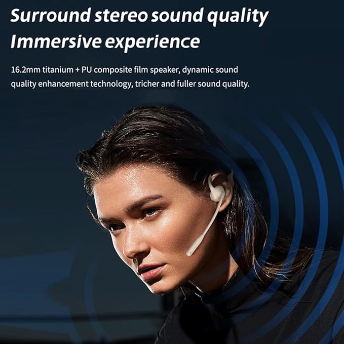 AYI Open Ear Air Conduction Bluetooth Headphone Dual Mic Rotatable Boom Mic Active Noise Cancellation IPX5 Waterproof Bluetooth 5.4 Pain-Free Design for Sports Work Outdoor Activities-DG Black