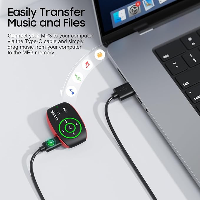 Mp3 Player with LED Light,idoooz X2 8GB Mini Mp3 Music Player,Clip Mp3 Player for Sports,Gym,Jogging,Running,Lossless Sound Quality