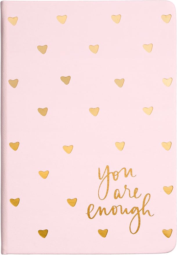 Dayna Lee Heart Lined Journal Notebook, Die Cut Hardcover, A5 Writing Journal, 256 Ruled Pages, Ribbon Bookmark, Lay Flat, Notebook for Work or School, “You are Enough” (Pink, 6x8 inches, Eccolo)