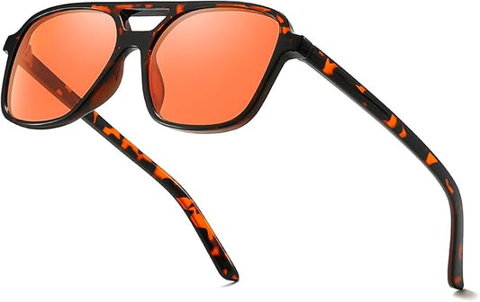 SODQW Gaming Blue Light Blocking Glasses for Men Women Reduce Eyestrain Orange Aviator Eyeglasses for Computer TV