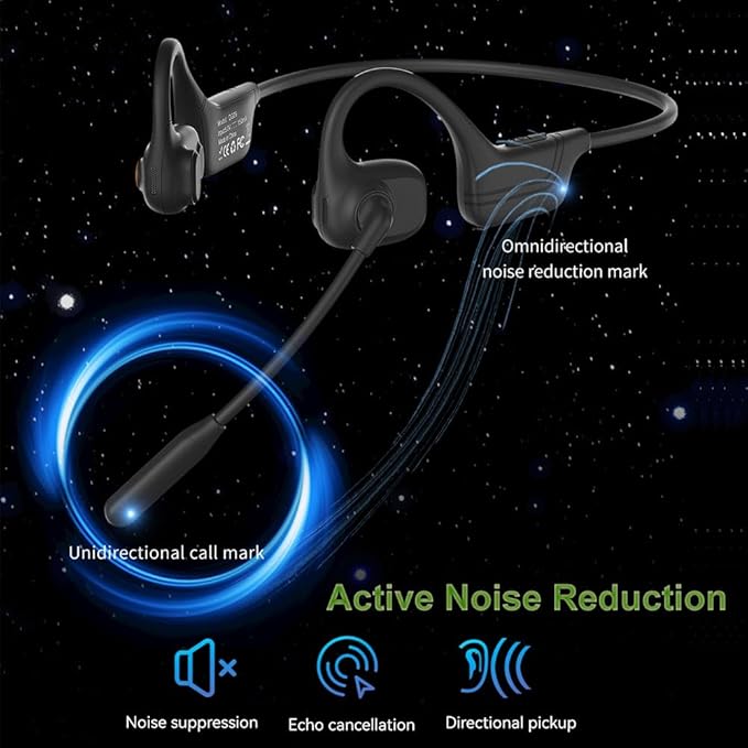 AYI Open Ear Air Conduction Bluetooth Headphone Dual Mic Rotatable Boom Mic Active Noise Cancellation IPX5 Waterproof Bluetooth 5.4 Pain-Free Design for Sports Work Outdoor Activities-DG White