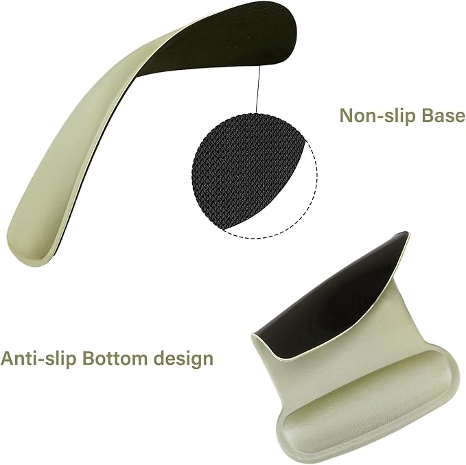 MOSISO Wrist Rest Support for Mouse Pad & Keyboard Set, Ergonomic Mousepad Non-Slip Base Home/Office Pain Relief & Easy Typing Cushion with Neoprene Cloth & Raised Memory Foam, Olive Green