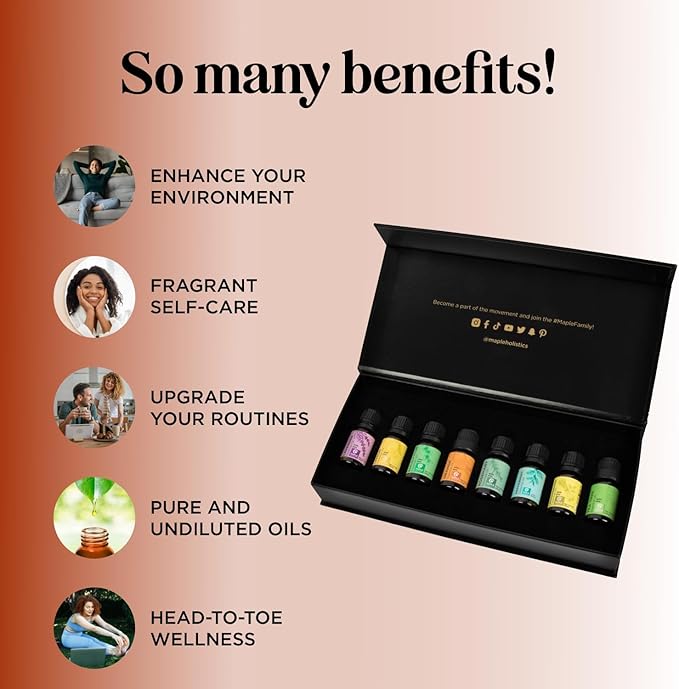 Pure Essential Oil Set for Diffuser - Aromatherapy Essential Oils for Diffusers for Home Travel and Self Care with High Grade Essential Oils for Hair Skin and Nails - Oil Diffuser Essential Oils Set