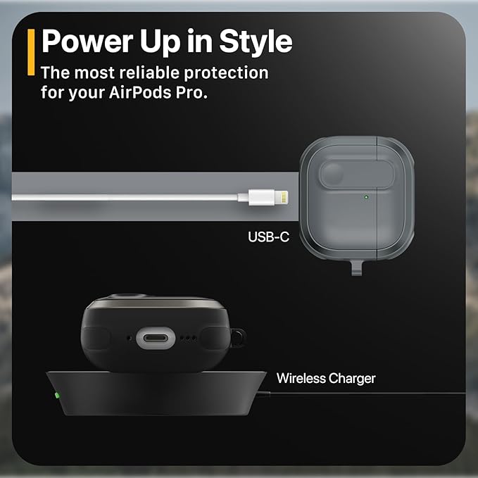 MAGEASY Design for AirPods 4 Case Cover - Rugged AirPods 4 Case with Lock | Work with Cable & Wireless Charging (Only ANC Charge Wirelessly) | Include Carabiner - Odyssey, Metal Sand