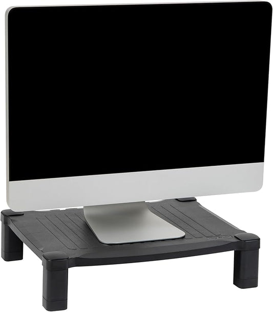 Mind Reader Monitor Stand, Height Adjustable, Desktop Organizer, Laptop Riser, Office, 17.25"L x 13.25"W x 4"H, Black